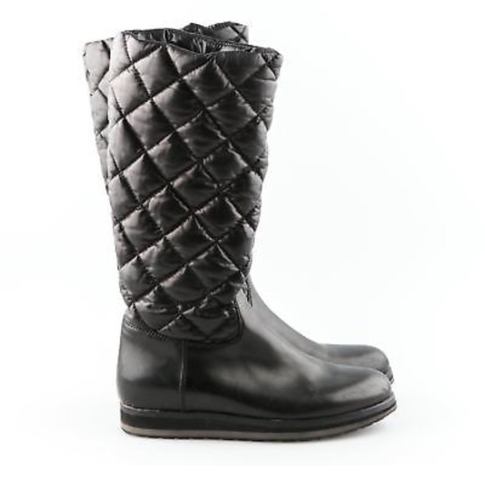 Moncler Quilted Leather Mid Calf Boots - Picture 4 of 6